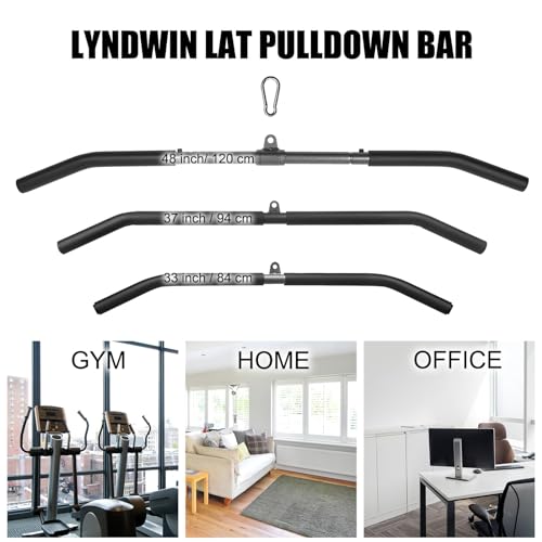 Barra Poleas Gym, Barra Poleas Gimnasio en Casa para Lat Pulldown Máquinas Barra Espalda Polea con Mosquetón Barra Dorsal Polea Entrenamiento de los Hombros, Espalda, Tríceps (120cm)