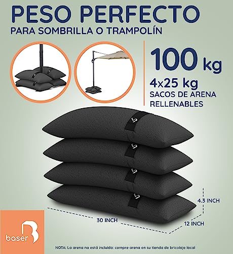 Baser - Sacos de Arena Rectos rellenables para Exterior, 2 Sacos de Peso rellenables de 25 KG para parasoles, parasoles excéntricos y Accesorios de jardín