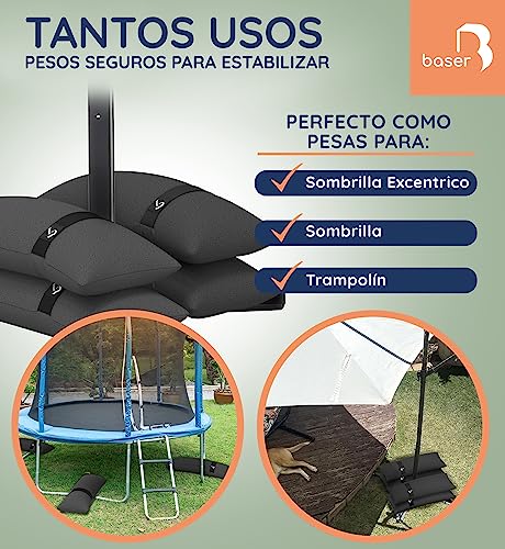 Baser - Sacos de Arena Rectos rellenables para Exterior, 2 Sacos de Peso rellenables de 25 KG para parasoles, parasoles excéntricos y Accesorios de jardín