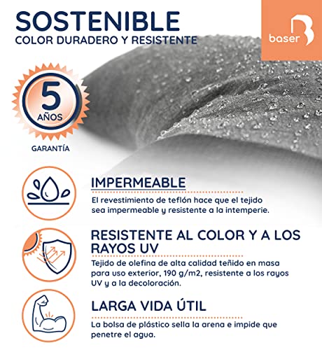 Baser - Sacos de Arena Rectos rellenables para Exterior, 2 Sacos de Peso rellenables de 25 KG para parasoles, parasoles excéntricos y Accesorios de jardín