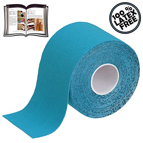 BB Sport 1 Rollo Cinta Kinesiología Tape Muchos Colores 5 m x 5 cm Cinta Muscular E- Book Ejemplos Aplicación, Color:azul claro