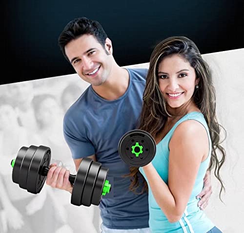 BCBIG Mancuernas ajustables Set 2 en 1 con Pesas Barra De Dumbbell con Recta Barras para Gimnasio Casa Ejercicio Fitness Desmontable musculacion en casa Kit,Verde,10kg(5kg*2)