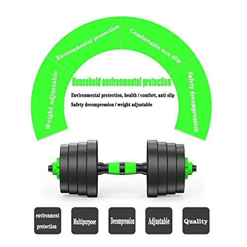 BCBIG Mancuernas ajustables Set 2 en 1 con Pesas Barra De Dumbbell con Recta Barras para Gimnasio Casa Ejercicio Fitness Desmontable musculacion en casa Kit,Verde,10kg(5kg*2)