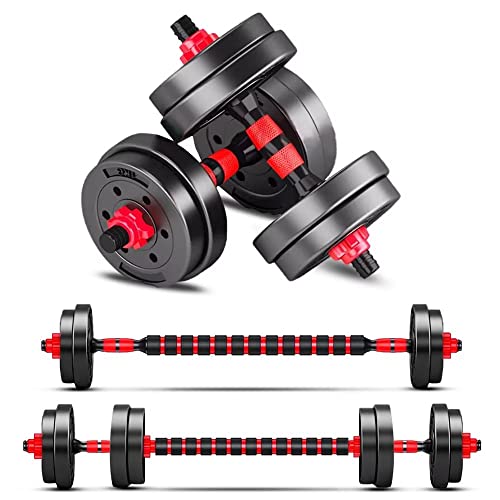 BCBIG mancuernas ajustables,baratas Pesas Set,2 En 5 De Dumbbell con Barras ConexióN,Recubierta de Goma con Discos, juego de pesas de entrenamiento para equipos de gimnasio en casa.15kg(7.5kg*2)