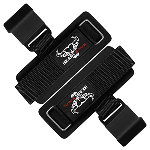 BEAST RAGE Fitness Ganchos Levantamiento Peso Correas de Agarre Gym para Culturismo Gimnasio Grip Neopreno Acolchado Grueso Muñecas Elevación Guantes Muñequeras Pesas Hook Straps