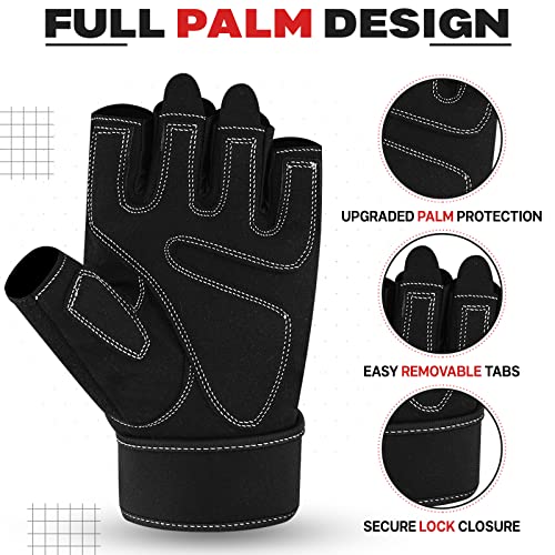 Beast Rage Guantes de Gimnasio para Levantamiento de Pesas, Antideslizantes, Acolchados, elásticos,para Crossfit, Entrenamiento, Ciclismo,jercicio, Guantes de Medio Dedo para Hombres y Mujeres