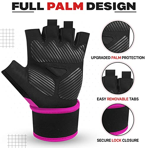 BEAST RAGE Guantes de Levantamiento de Pesas para Hombres y Mujeres, muñequera Acolchada, protección de la Palma, Transpirables, Ajustados, para Fitness, Entrenamiento, Guantes de Gimnasio