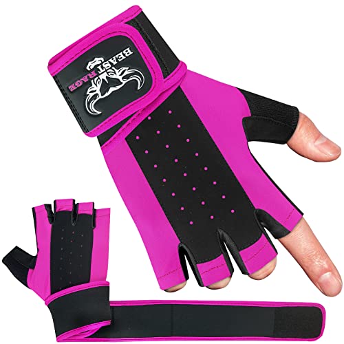 BEAST RAGE Guantes de Levantamiento de Pesas para Hombres y Mujeres, muñequera Acolchada, protección de la Palma, Transpirables, Ajustados, para Fitness, Entrenamiento, Guantes de Gimnasio