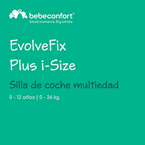 Bebeconfort EvolveFix Plus i-Size, Silla Coche 360, 0-12 Años, 40-150 cm, Silla Coche ISOFIX, Reposacabezas 10 pos., 4 pos. Reclinadas, Protección Lateral, Tejidos Alto Rendimiento, Black Mist