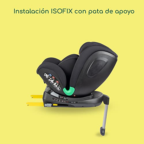 Bebeconfort EvolveFix Plus i-Size, Silla Coche 360, 0-12 Años, 40-150 cm, Silla Coche ISOFIX, Reposacabezas 10 pos., 4 pos. Reclinadas, Protección Lateral, Tejidos Alto Rendimiento, Black Mist