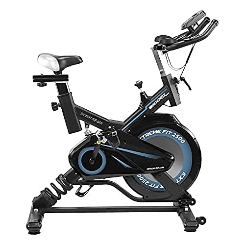 BEHUMAX - Bicicleta de Indoor Extreme Fit 2500, volante de 16KG, pantalla LCD, función SCAN y pulsómetro, transmisión por correa, sillín y manillar completamente ajustables en altura