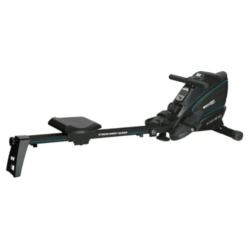 BEHUMAX Máquina de Remo Stream Smart Rower, Monitor LCD, 10 Niveles de Resistencia, inercia 7kg, Resistencia magnética, Plegable, Asiento ergonómico y Acolchado, Compatible con apps.