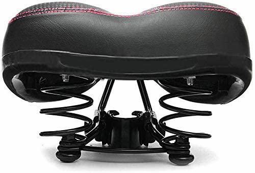 Beihaoer Asiento de bicicleta Comfort Saddle Dual Spring diseñado con espuma viscoelástica transpirable suave cojín de bicicleta (rojo), M