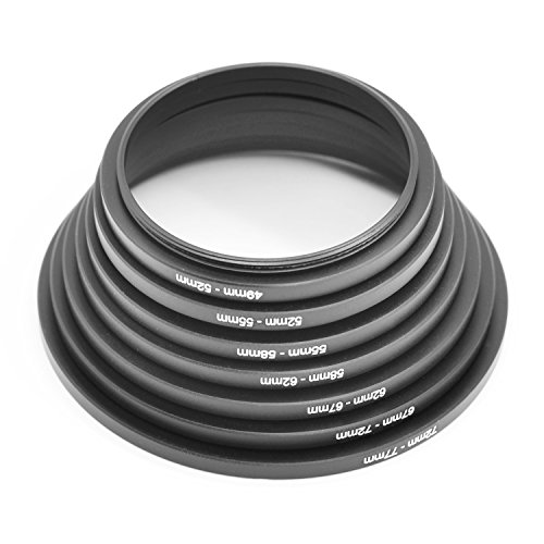 Belmalia Juego de 8 Anillos Step-UP, Adaptador de Filtro de Objetivo: 49mm 52mm 55mm 58mm 62mm 67mm 72mm 77mm 82mm