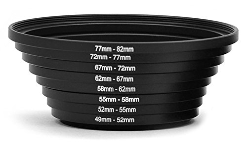 Belmalia Juego de 8 Anillos Step-UP, Adaptador de Filtro de Objetivo: 49mm 52mm 55mm 58mm 62mm 67mm 72mm 77mm 82mm