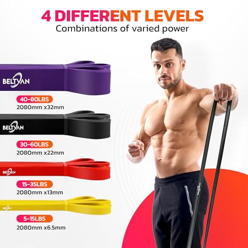 BELTVAN Bandas Elásticas Fitness - Set 9 Gomas Látex Musculación para Calistenia, Pilates, Crossfit, Yoga