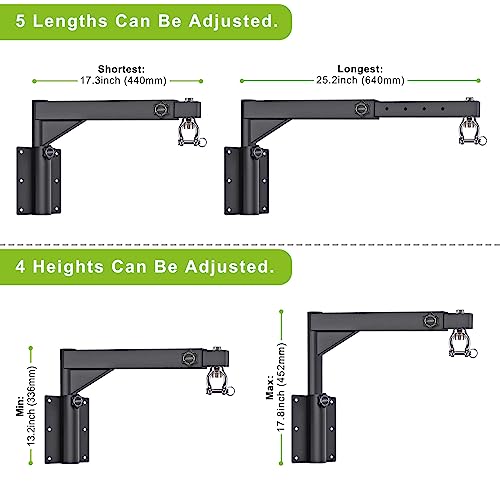 BeneLabel Soporte de pared para bolsa pesada, soporte de pared para gimnasio en casa, ajuste de longitud de 17 a 25 pulgadas y ajuste de altura de 13 a 17 pulgadas, capacidad de 800 libras