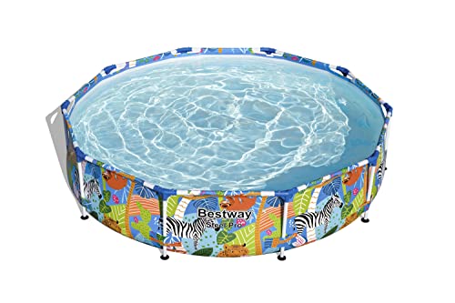 BESTWAY 56985 - Piscina Desmontable Tubular Infantil Steel Pro 305x66 cm Tritech Reforzado con Marco de Acero Diseño Animales de Colores Capacidad 4.062 Litros