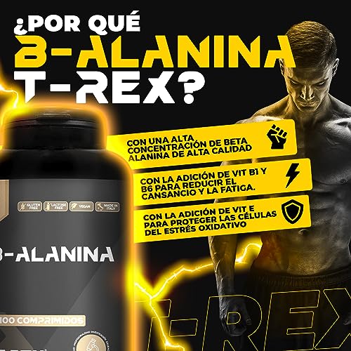 Beta Alanina 100 comprimidos de 1500mg con vitaminas B1-B6-E. Contrarresta la formación de ácido láctico. Mejora la resistencia y los tiempos de recuperación.