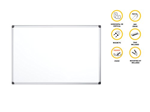 Bi-Office Maya - Pizarra blanca magnética con marco de aluminio, 150 x 120 cm