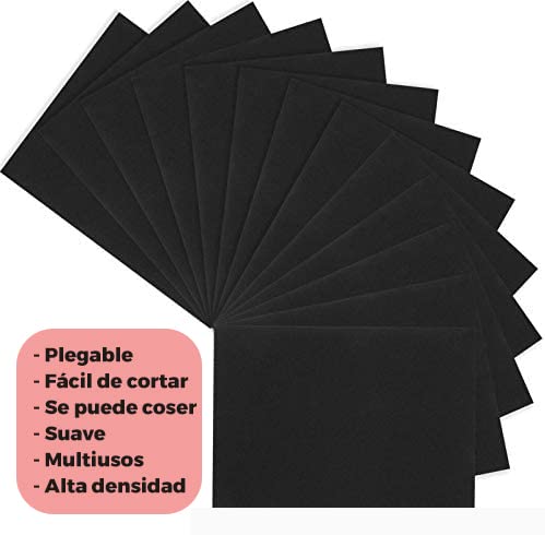 BIBODU Goma Eva 5mm | Color Negro Pack 5 láminas | Tamaño A4 210x297 mm - Densidad 80 kg/m3 | Espuma Foam Material Manualidades, Cosplay, Tapizar, Halloween | Apto niños y niñas