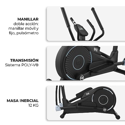 Bicicleta elíptica magnética para casa con Bluetooth a Apps, pulsómetro y Pantalla LCD. Elíptica Smart 12kg inercia - Bodytone DE40