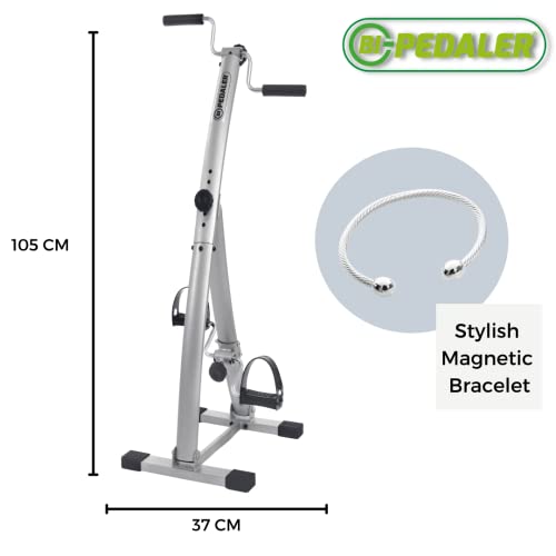 Bicicleta estática a pedales BI-Pedaler, Plegable, Ejercita Piernas y Brazos al mismo tiempo, 6 alturas diferentes, Distintos niveles de resistencia, Equipo de fitness para personas mayores