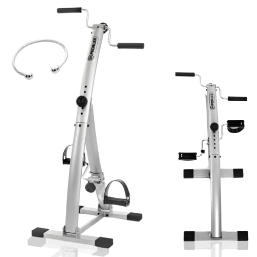 Bicicleta estática a pedales BI-Pedaler, Plegable, Ejercita Piernas y Brazos al mismo tiempo, 6 alturas diferentes, Distintos niveles de resistencia, Equipo de fitness para personas mayores