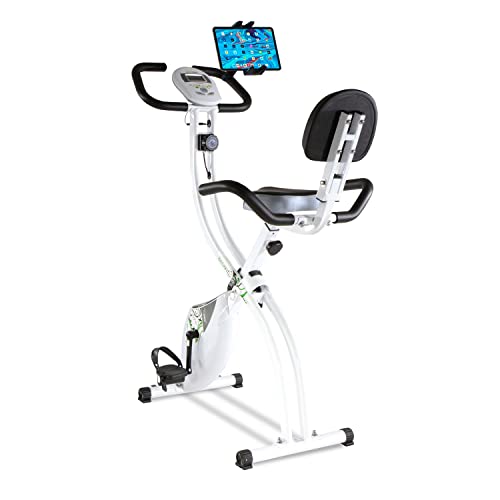 Bicicleta estática plegable con respaldo BACKFIT + soporte tablet/smartphone