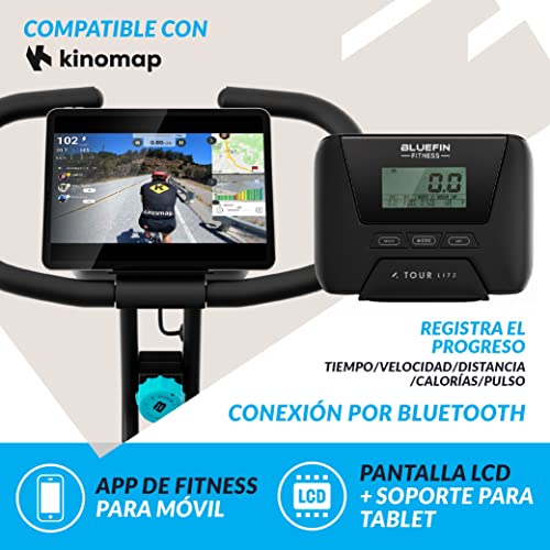 Bicicleta Estática Tour Lite Bluefin Fitness/Bicicleta para Casa/Fitness en Casa/Kinomap/Bicicleta Plegable para Casa/Consola/Bicicleta de Resistencia Magnética/Bicicleta Plegable