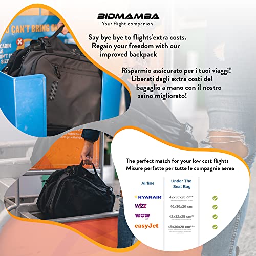 BidMamba Mochila Viaje Cabina Avion 40x20x25, Maleta 40x20x25 cm Ryanair Aprobada y Mochila 40x20x25, Diseño Elegante y Duradero para Viajeros