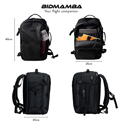 BidMamba Mochila Viaje Cabina Avion 40x20x25, Maleta 40x20x25 cm Ryanair Aprobada y Mochila 40x20x25, Diseño Elegante y Duradero para Viajeros