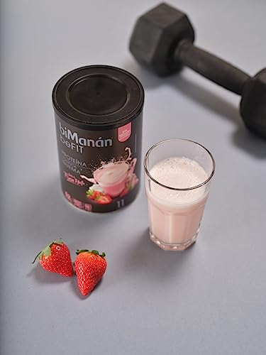 biManán - beFIT Batido Sabor Fresa y Nata, Bebida de Proteína para Tonificar tu Masa Muscular en Polvo, con Guaraná, Fibra, Ácido Fólico, Vitaminas y Minerales - 11 Batidos, 330 g