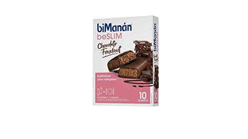 BIMANÁN BESLIM - BARRITAS CHOCOLATE FONDANT - Sustitutivos de Comida para Adelgazar - 2 Barritas Equivalen a una Comida y Proporcionan 238 Calorías - Ricas en Fibra - Caja de 10 Unidades