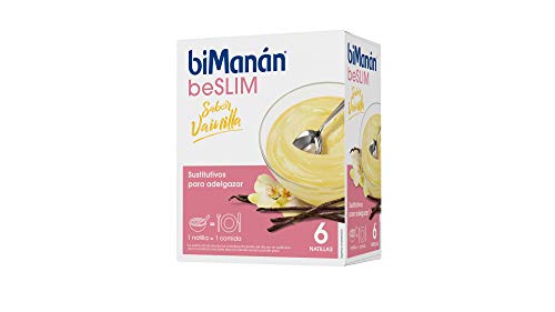 biManán - beSLIM Natillas de Vainilla, Crema Sustitutiva de Comidas para Adelgazar, Bajas en Calorías, Ayudan a Perder y Controlar el Peso, con Proteínas, Vitaminas y Minerales - 6 x 50 g: 300 g