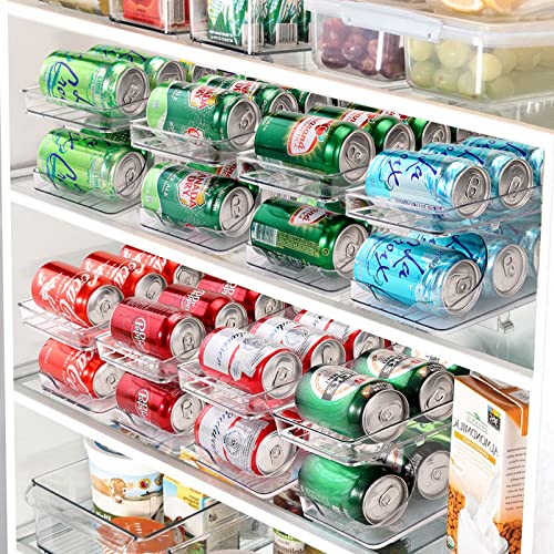 BingoHive Rodante Organizador De Latas Para Nevera Dispensador Latas Frigorífico Refrigerador Cocina Despensa Almacenamiento 10 latas de tamaño estándar de 330ML Cerveza Soda Refrescos Bebidas