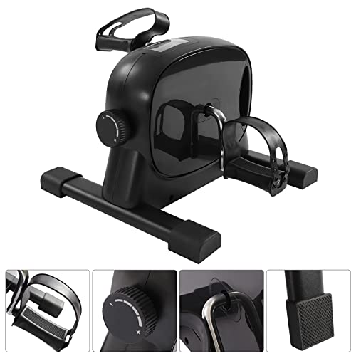 biniliubi Resistencia ajustable máquina ejercicio pedal pie gimnasio entrenamiento casa pedal ciclo máquina ciclo ejercicio mini pedalo con pantalla LCD negro