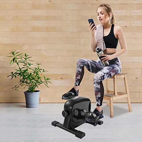 biniliubi Resistencia ajustable máquina ejercicio pedal pie gimnasio entrenamiento casa pedal ciclo máquina ciclo ejercicio mini pedalo con pantalla LCD negro