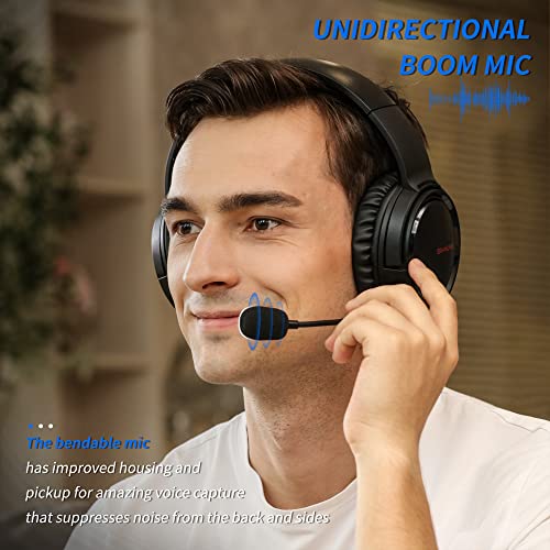 BINNUNE Cascos Inalambricos Gaming Auriculares Bluetooth con Micro para PS4 PS5 PC Playstation 4 5, Batería de 48 Horas, Wireless Headset Gamer con Microfono