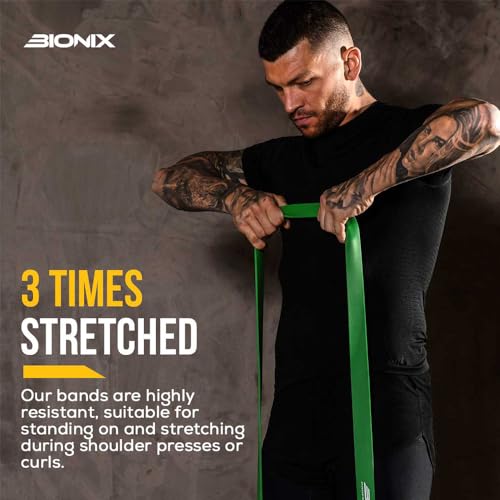 Bionix Bandas elásticas para dominadas - Bandas elásticas Gruesas, Pesadas y largas para dominadas, Crossfit, Powerlifting, Yoga, Estiramientos - Ayuda en el Entrenamiento