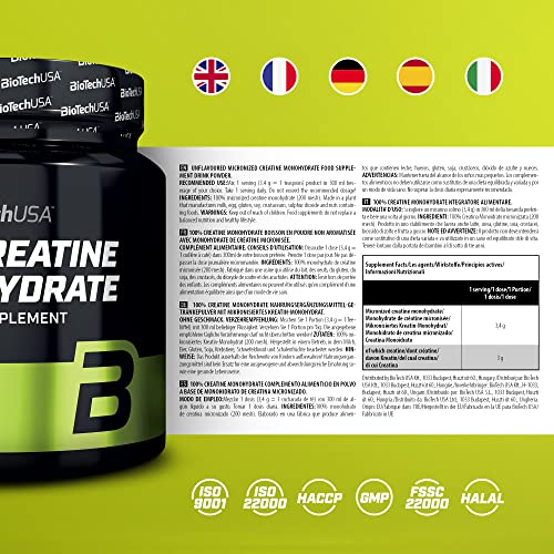 BioTechUSA 100% Creatine Monohydrate | Creatina de Grado Farmacéutico | Micronizada | Vegana | Libre de Gluteni, 300 g