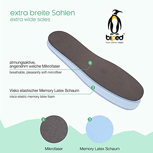 biped 2 pares de plantillas de espuma Memory - extraanchas – extrasuaves con capa de microterciopelo - amortiguación Memory Foam para una pisada agradable z2476(44-45)