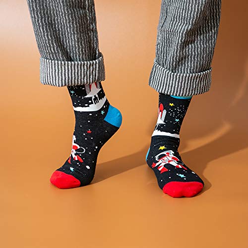 BISOUSOX Calcetines Divertidos para Hombres Calcetines de Algodón Calcetines Coloridos Calcetines Locos de Moda para Hombres con Patrón Calcetines Clásicos Zapatos Novedosos Regalo para Esposo Amigo