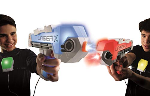 Bizak Laser X Revolution Double Blaster – pistola laser largo alcance, con recarga rápida y chalecos, regalo para niños y niñas a partir de 6 años (62948046)