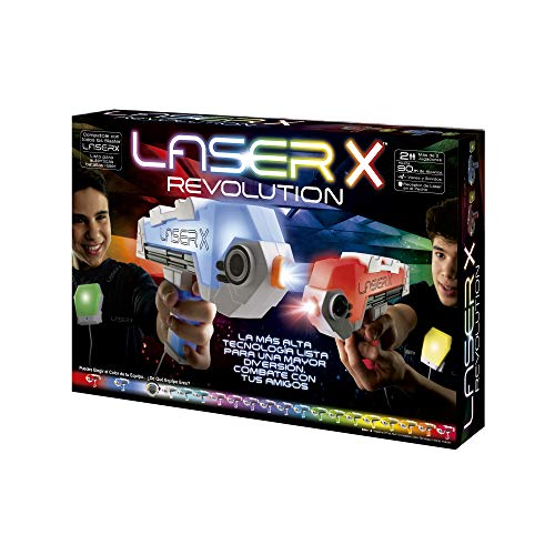 Bizak Laser X Revolution Double Blaster – pistola laser largo alcance, con recarga rápida y chalecos, regalo para niños y niñas a partir de 6 años (62948046)