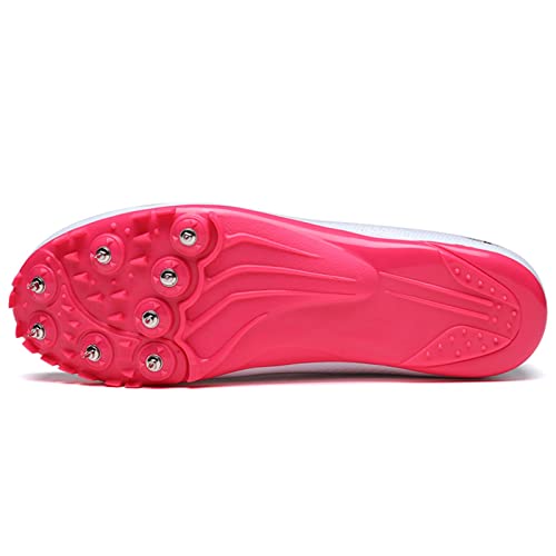 BLBK Spikes Atletismo 8 uñas Unisex Zapatos de atletismo antideslizantes juveniles con clavos y Sprint Hombre Niños y Mujer, Rosa., 38 EU