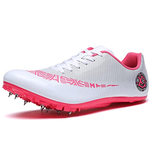 BLBK Spikes Atletismo 8 uñas Unisex Zapatos de atletismo antideslizantes juveniles con clavos y Sprint Hombre Niños y Mujer, Rosa., 38 EU