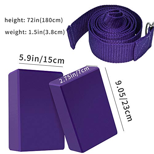 Bloque Yoga Hillylolly Ladrillo Yoga, Bloque Yoga Corcho 2 Piezas, Bloques Yoga y Correa, Manta Yoga para Principiantes, Yoga Block para Yoga/Pilates/Fitness/Relajación-Mejorar el Equilibrio