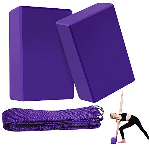 Bloque Yoga Hillylolly Ladrillo Yoga, Bloque Yoga Corcho 2 Piezas, Bloques Yoga y Correa, Manta Yoga para Principiantes, Yoga Block para Yoga/Pilates/Fitness/Relajación-Mejorar el Equilibrio