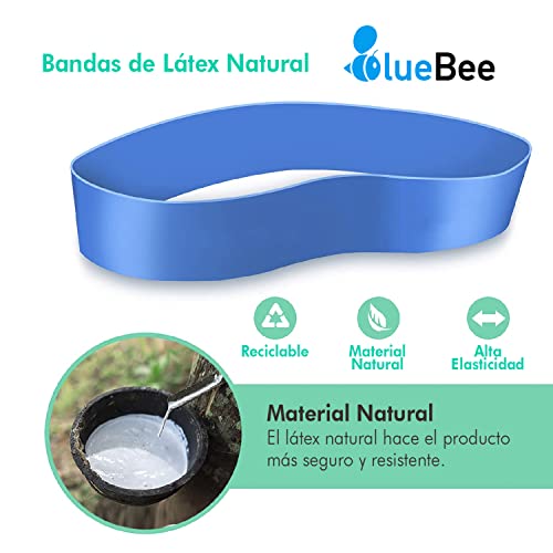 BlueBee Bandas Elásticas Musculación 17pcs - Bandas de Resistencia - Gomas Elásticas Musculación - Cinta Elástica Fitness para Ejercicio en Casa de Látex Natural - con Bolsa Almacenamiento (17)